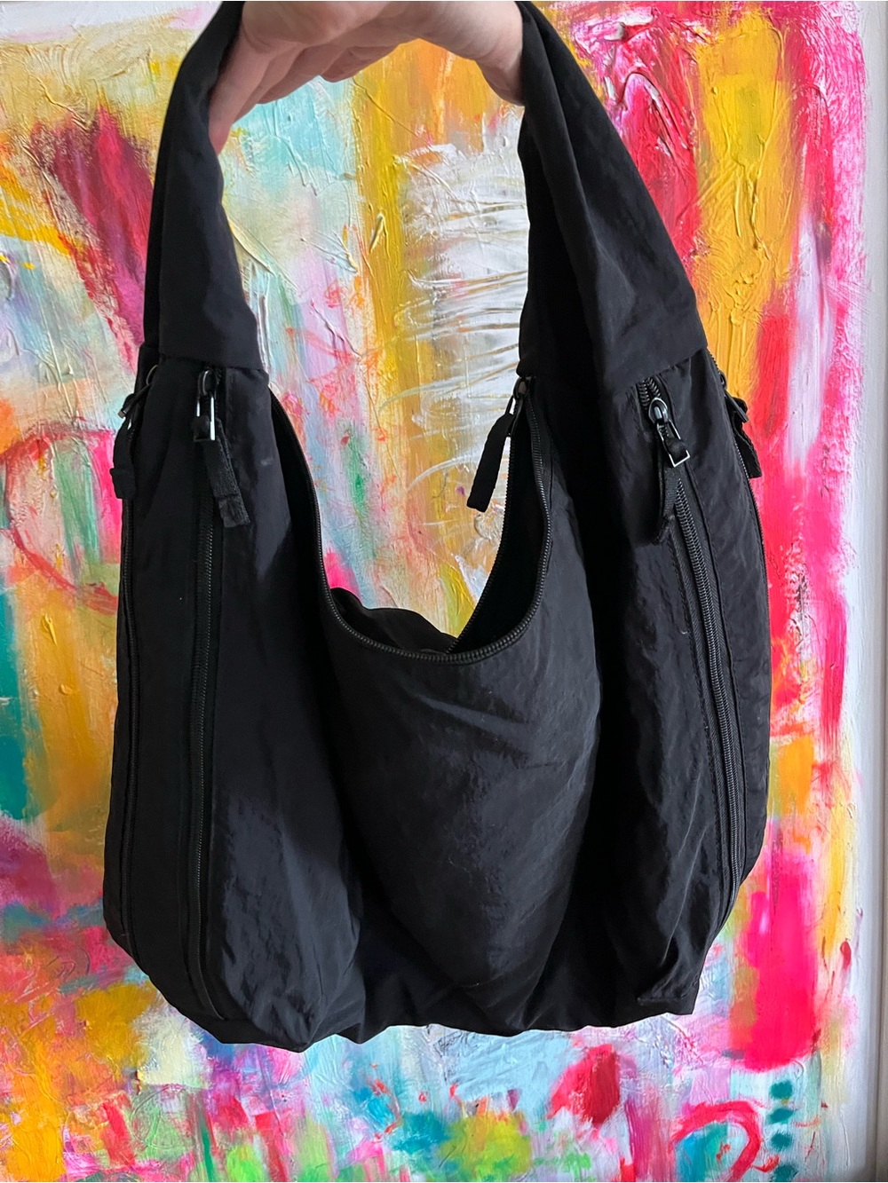BLACK NYLON SPORTY BAG